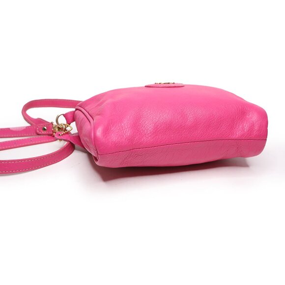 Roots Canada Small Leather Shoulder Bag Pink Pebble Crossbody Tassel Detail - Picture 10 of 12